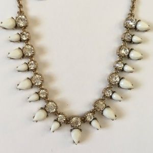 J Crew White Teardrop Rhinestone Necklace